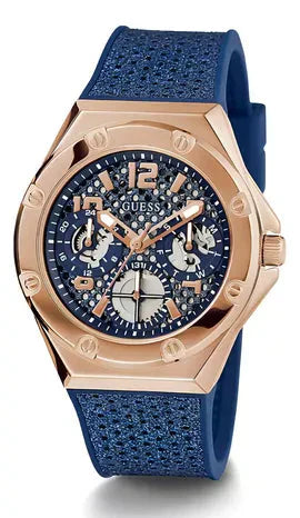 Guess Asteria Multifunction Blue Dial Blue Rubber Strap Watch For Women - GW0620L3