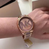 Michael Kors Janelle Three Hand Rose Gold Dial Two Tone Steel Strap Watch For Women - MK7135
