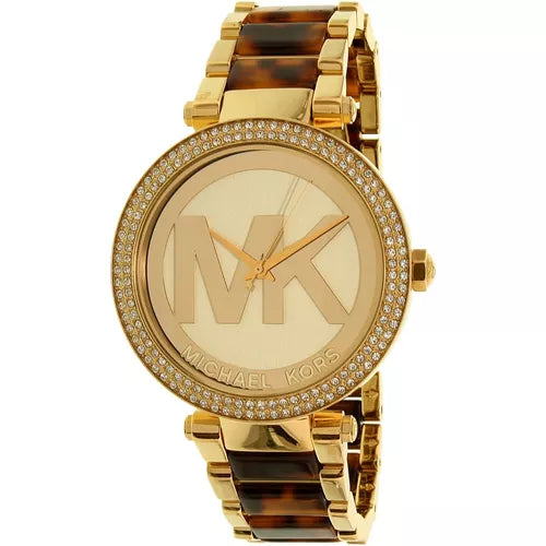 Michael Kors Parker Chronograph Gold Dial Two Tone Steel Strap Watch for Women - MK6109