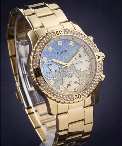 Guess Confetti Diamonds Gold Dial Gold Steel Strap Watch for Women - W0774L2