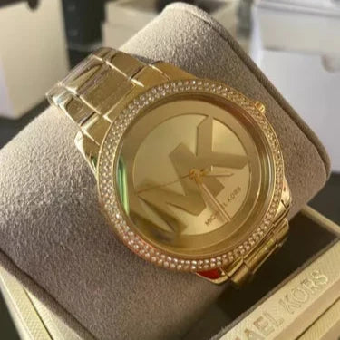 Michael Kors Tibby Three Hand Gold Dial Gold Steel Strap Watch For Women - MK6879