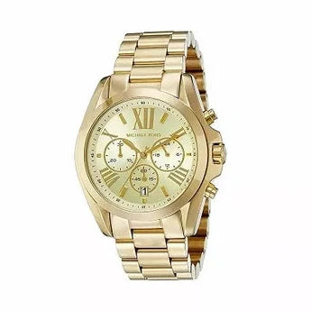 Michael Kors Bradshaw Chronograph Gold Dial Gold Steel Strap Watch For Women - MK5777