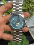 Michael Kors Runway Quartz Blue Dial Silver Steel Strap Watch For Women - MK5953