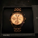 Marc Jacobs Peeker Chronograph Rose Gold Dial Rose Gold Steel Strap Watch for Women - MBM3394