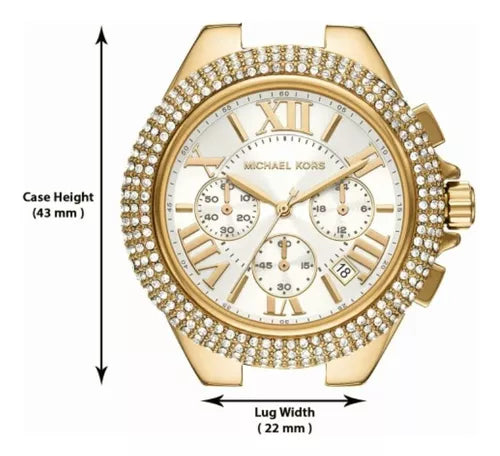 Michael Kors Camille Chronograph White Dial Gold Steel Strap Watch For Women - MK6994