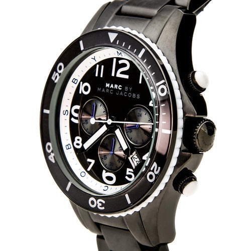 Marc Jacobs Rock Chronograph Limited Edition Gray Dial Gray Steel Strap Watch for Women - MBM5025