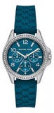 Michael Kors Mini Pilot Pave Blue Dial Blue Silicone Strap Watch for Women - MKO1004