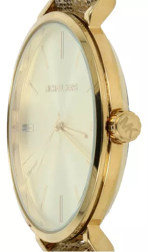 Michael Kors Addyson Quartz Gold Dial Gold Leather Strap Watch for Women - MK2952