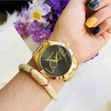 Michael Kors Slim Runway Black Dial Gold Steel Strap Watch for Women - MK3803