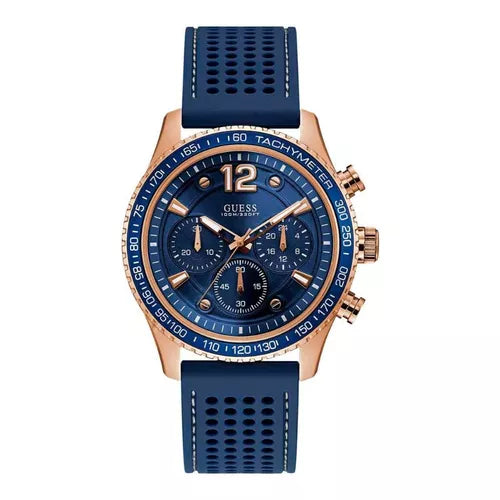 Guess Fleet Blue Dial Blue Rubber Strap Watch for Men - W0971G3