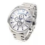Diesel Mega Chief Chronograph White Dial Silver Steel Strap Watch For Men - DZ4477