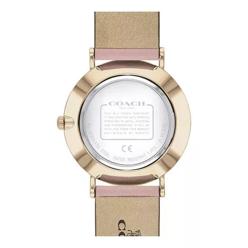 Coach Perry Rose Gold Dial Pink Leather Strap Watch for Women - 14503332-C