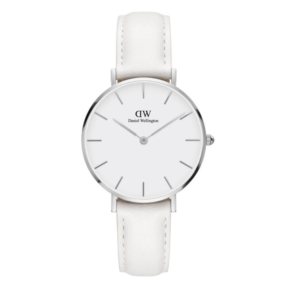 Daniel Wellington Petite Bondi White Dial White Leather Strap Watch For Women - DW00100190