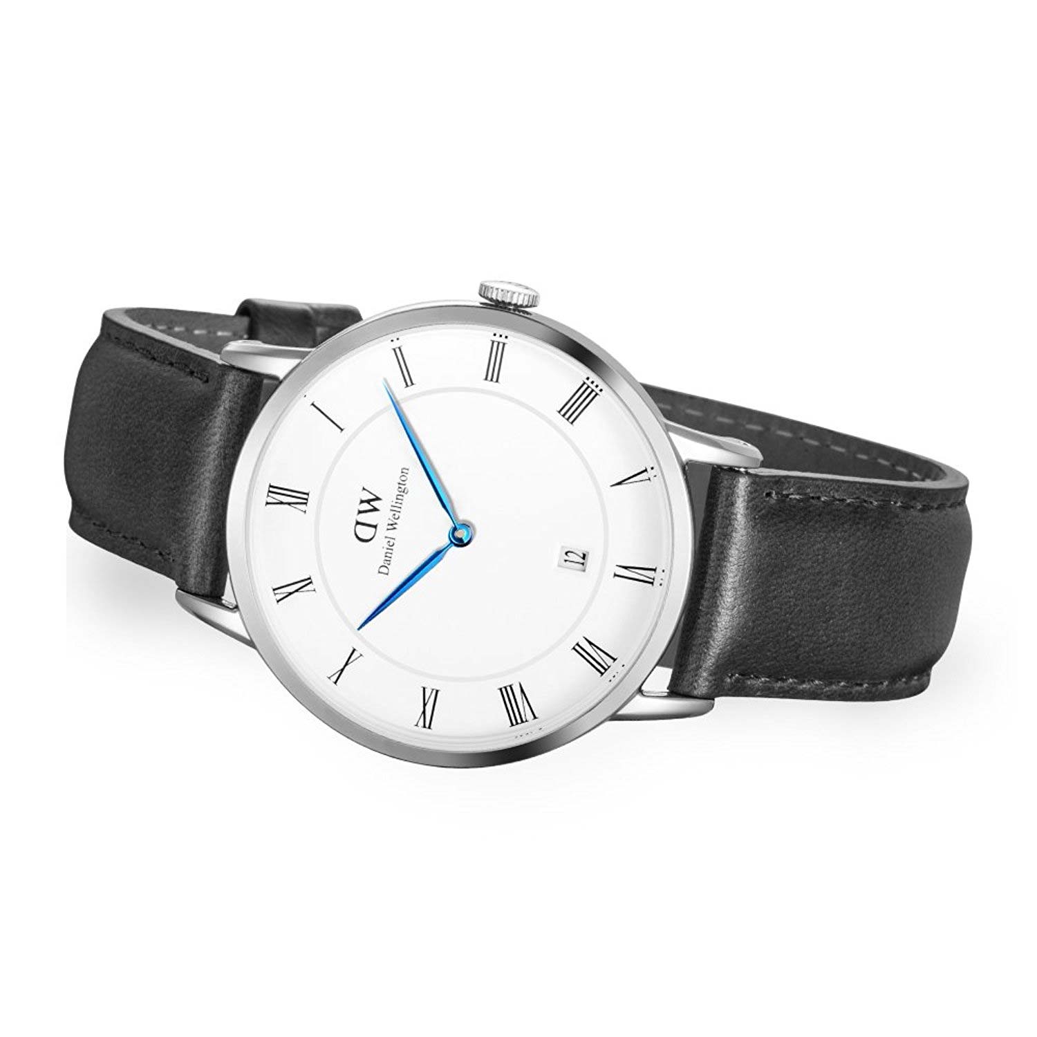 Daniel Wellington Dapper Sheffield White Dial Black Leather Strap Watch For Men - DW00100088