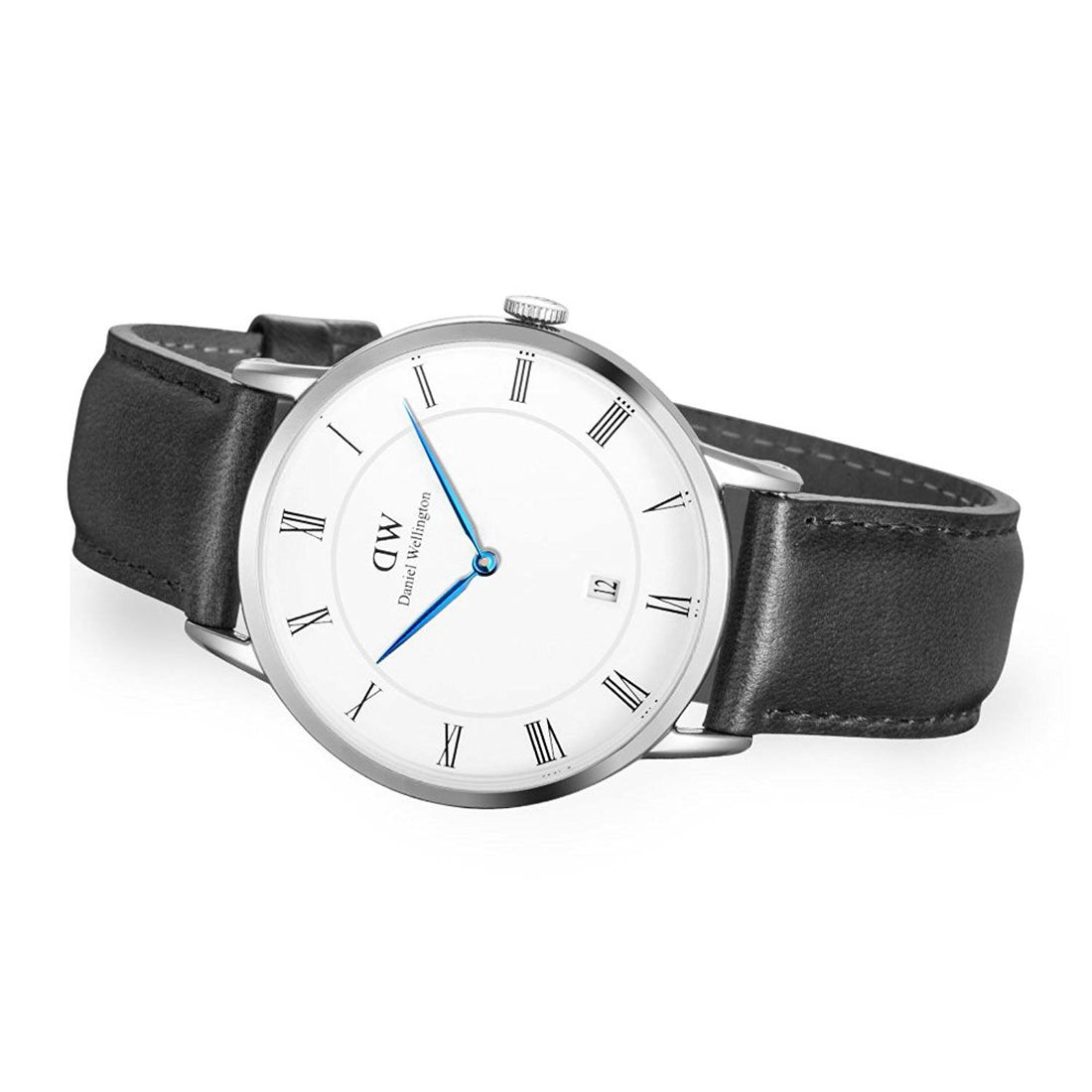 Daniel Wellington Dapper Sheffield White Dial Black Leather Strap Watch For Men - DW00100088