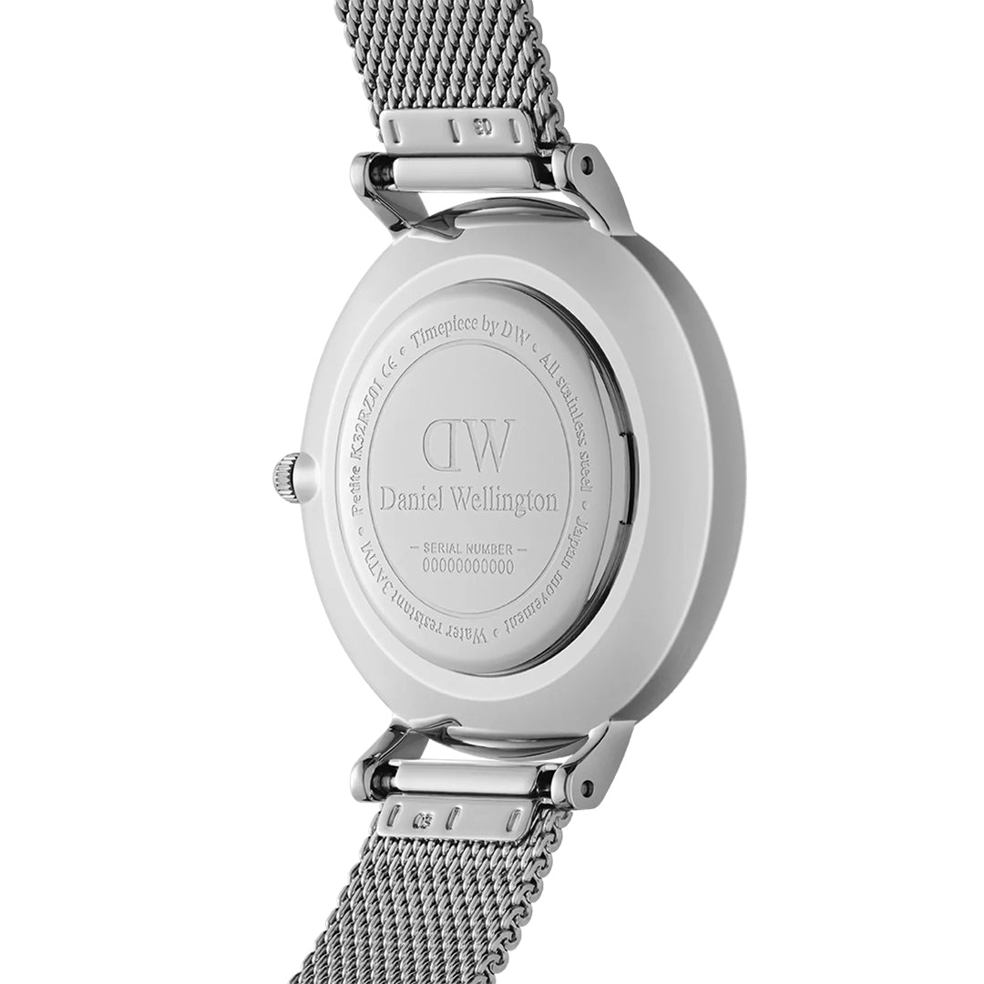 Daniel Wellington Petite Sterling Black Dial Silver Mesh Bracelet Watch For Women - DW00100304