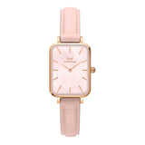 Daniel Wellington Quadro Pressed Mother of Pearl Pink Dial Pink Leather Strap Watch For Women - DW00100508