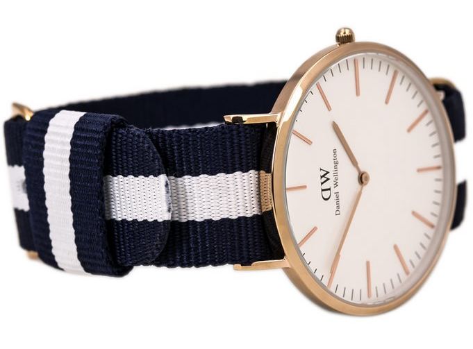 Daniel Wellington Classic Glasgow White Dial Two Tone NATO Strap Watch for Men - DW00100004