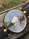 Versace Palazzo Empire Black Dial Black Leather Strap Watch for Women - VCO020017