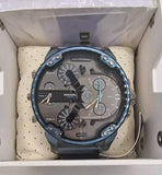 Diesel Daddy 2.0 Chronograph Grey Dial Blue Steel Strap Watch For Men - DZ7414