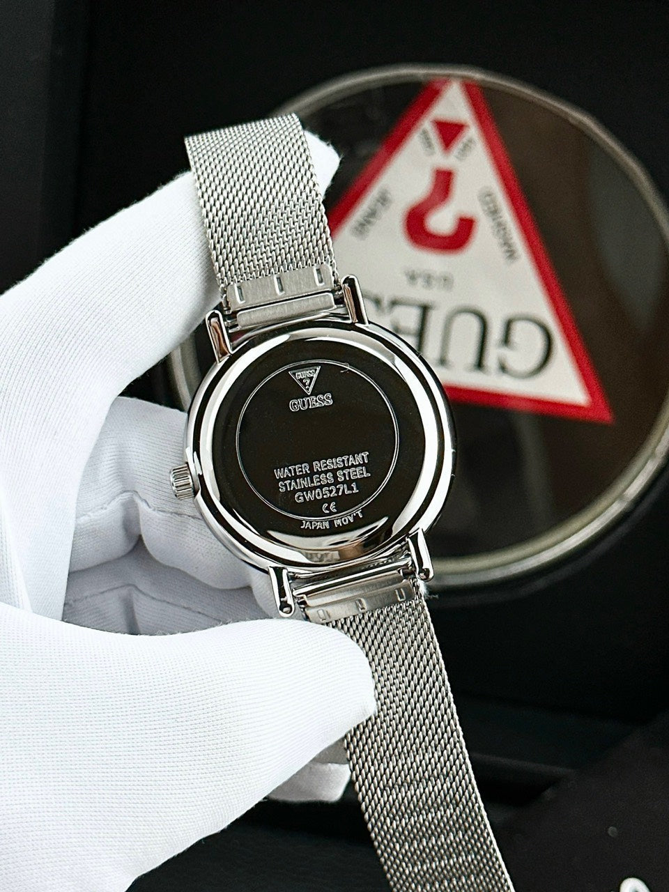 Guess Iconic Quartz Silver Dial Silver Mesh Bracelet Watch For Women - GW0527L1