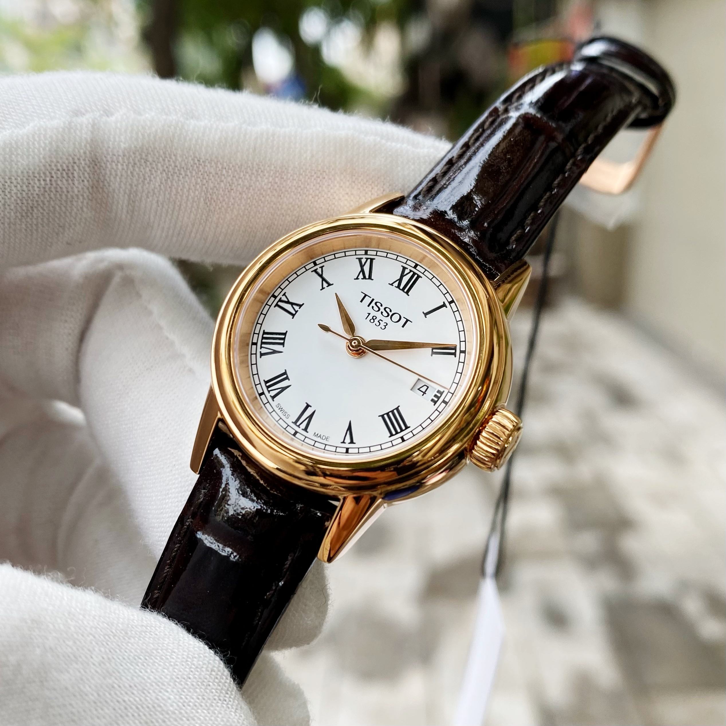 Tissot T Classic Carson White Dial Brown Leather Strap Watch For Women - T085.207.36.013.00