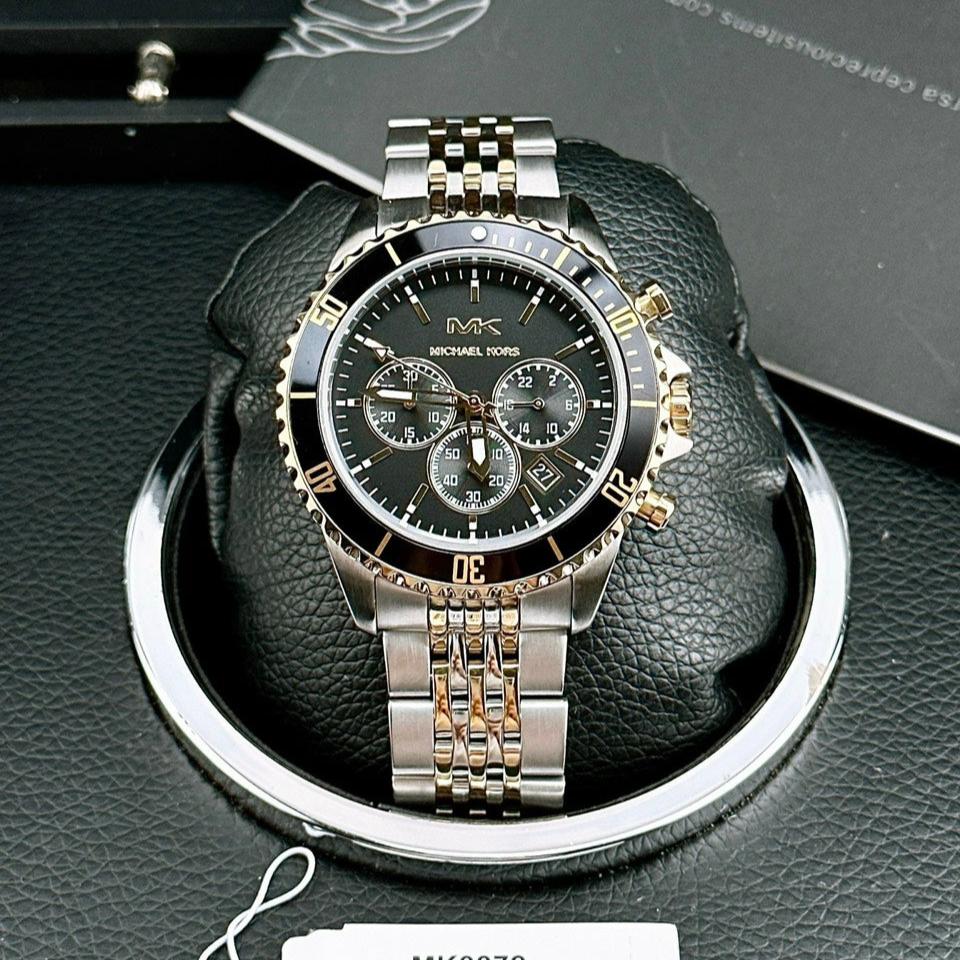 Michael Kors Bayville Chronograph Black Dial Two Tone Steel Strap Watch For Women - MK8872