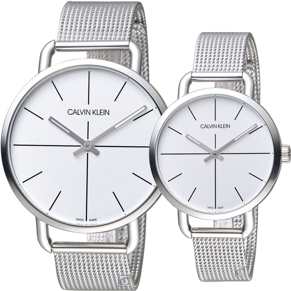 Calvin Klein Even White Dial Silver Mesh Bracelet Watch for Women - K7B23126