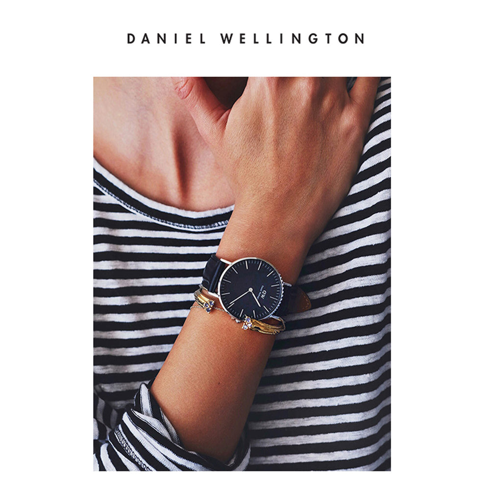 Daniel Wellington Petite Sheffield Black Dial Black Leather Strap Watch For Women - DW00100180