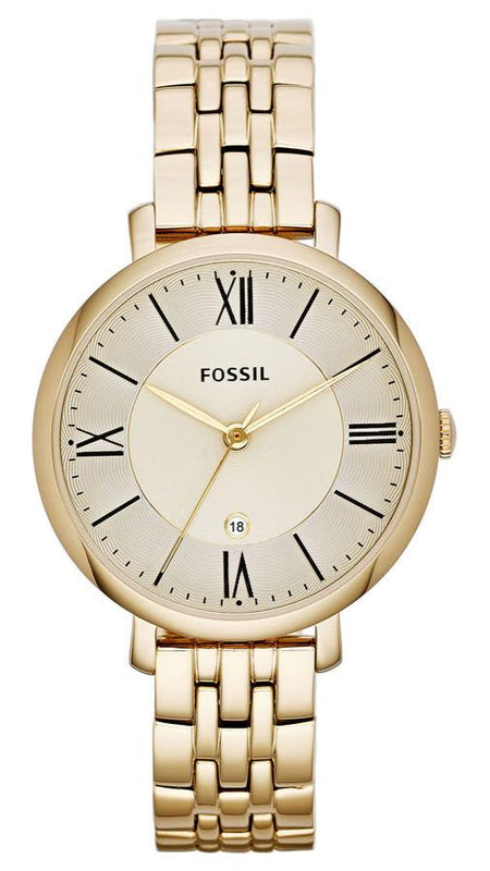 Fossil Jacqueline White Dial Gold Steel Strap Watch for Women - ES3434