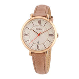 Fossil Jacqueline White Dial Brown Leather Strap Watch for Women - ES3487