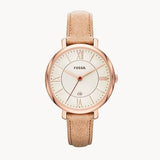 Fossil Jacqueline White Dial Brown Leather Strap Watch for Women - ES3487