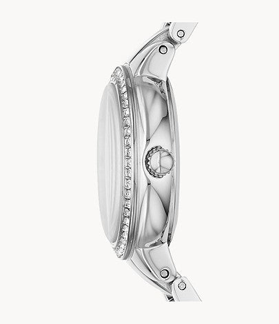 Fossil Virginia Pink Dial Silver Steel Strap Watch for Women - ES3504