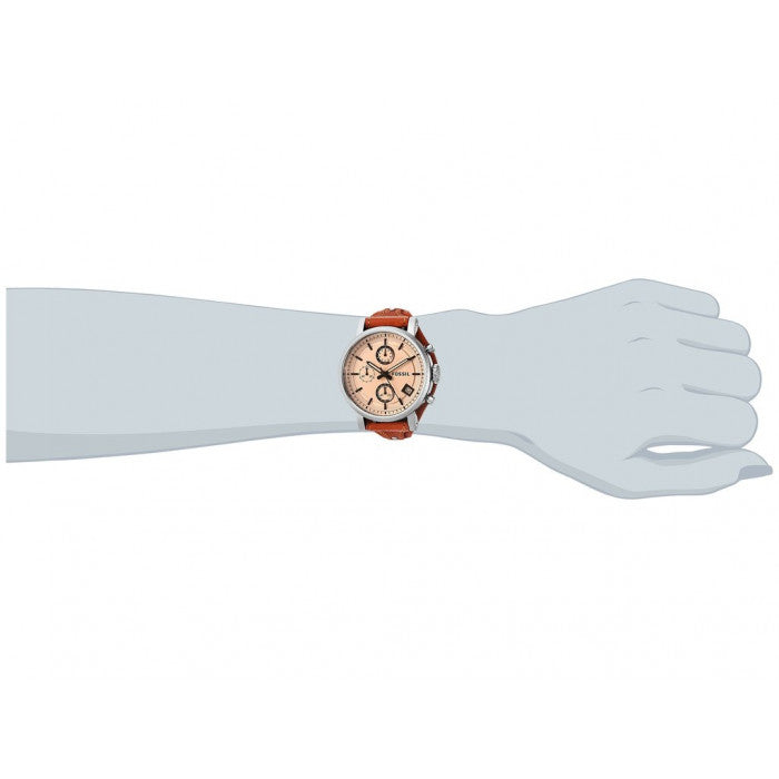 Fossil Original Boyfriend Sport Chronograph Beige Dial Brown Leather Strap Watch for Women - ES4046