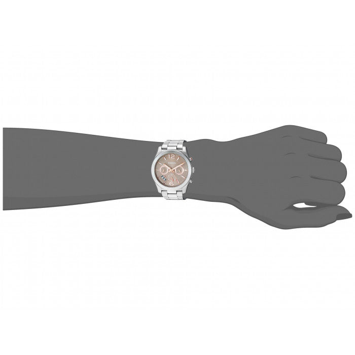 Fossil Perfect Boyfriend Taupe Dial Silver Steel Strap Watch for Women - ES4146
