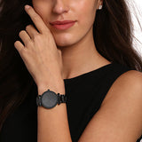 Fossil Carlie Black Dial Black Steel Strap Watch for Women - ES4488