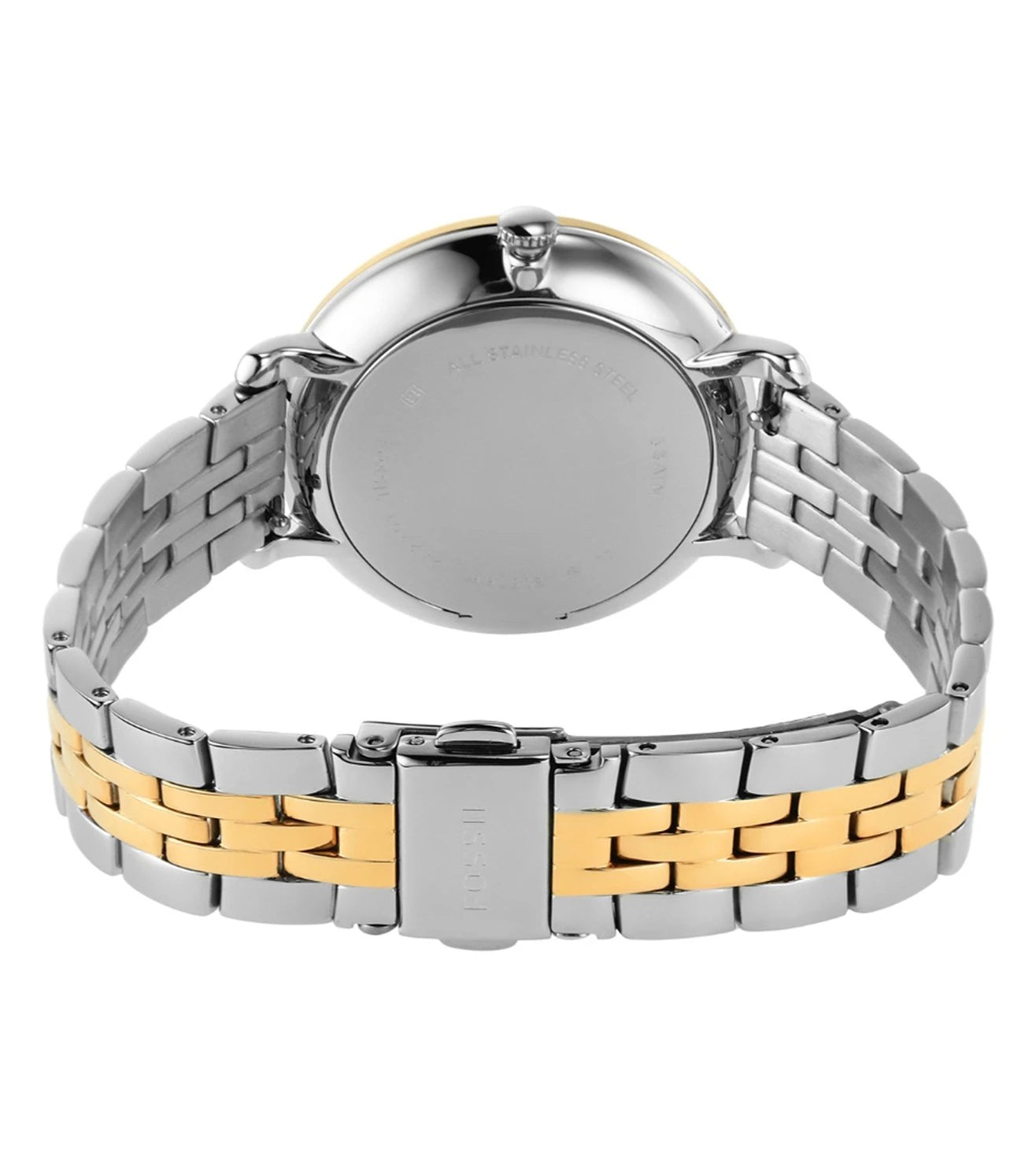 Fossil Jacqueline Analog Moonphase Mother of Pearl White Dial Two Tone Steel Strap Watch for Women - ES5166