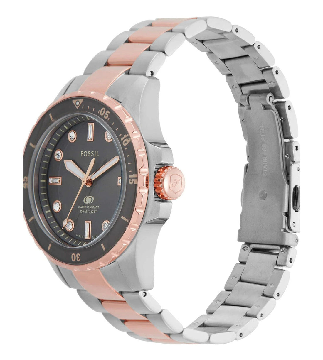 Fossil Blue Dive Three Hand Gray Dial Two Tone Steel Strap Watch For Women - ES5348