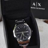 Armani Exchange Hampton Chronograph Black Dial Silver Steel Strap Watch For Men - AX2103