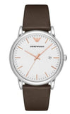 Emporio Armani Herren White Dial Brown Leather Strap Watch For Men - AR11103