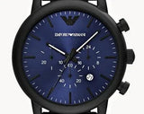 Emporio Armani Luigi Analog Blue Dial Black Leather Strap Watch For Men - AR11351