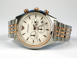 Emporio Armani Zeta Chronograph Quartz White Dial Two Tone Steel Strap Watch For Men - AR1998