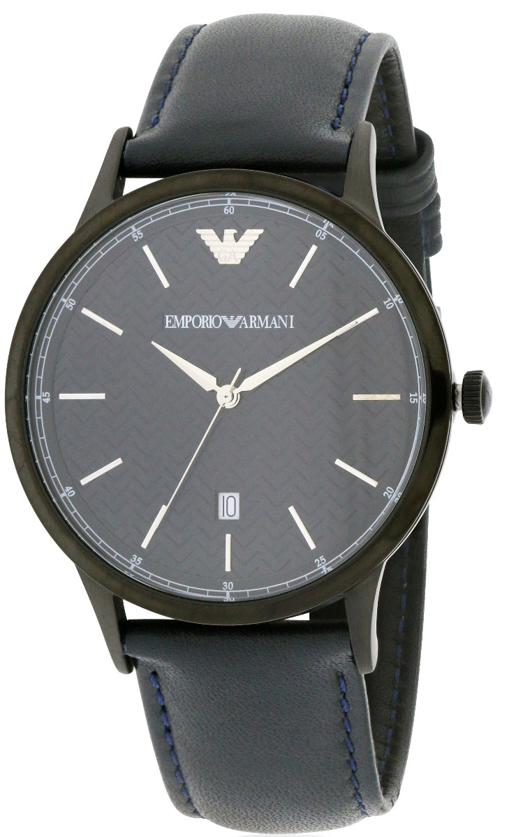 Emporio Armani Renato Blue Dial Blue Leather Strap Watch For Men - AR2479
