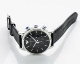 Emporio Armani Dress Analog Black Dial Black Leather Strap Watch For Men - AR8029