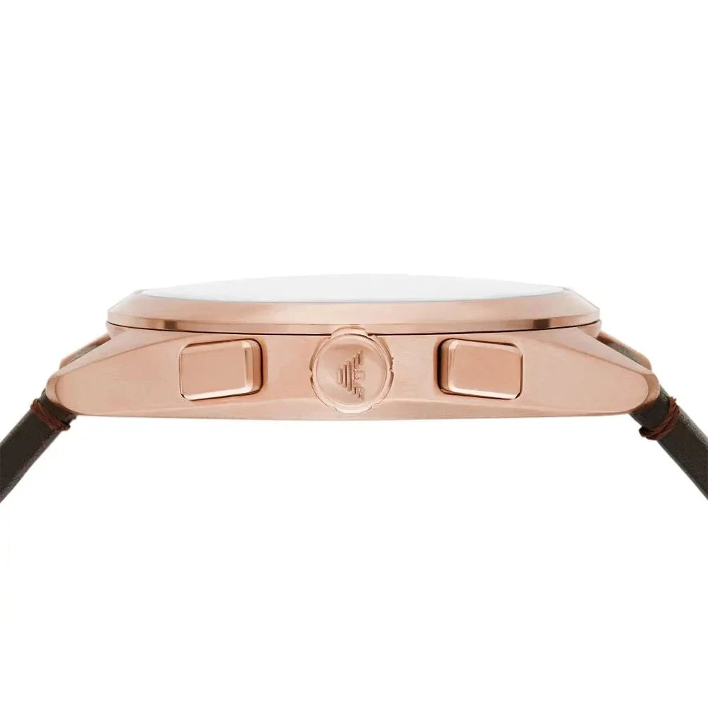 Emporio Armani Claudio Chronograph Blue Dial Brown Leather Strap Watch For Men - AR11554