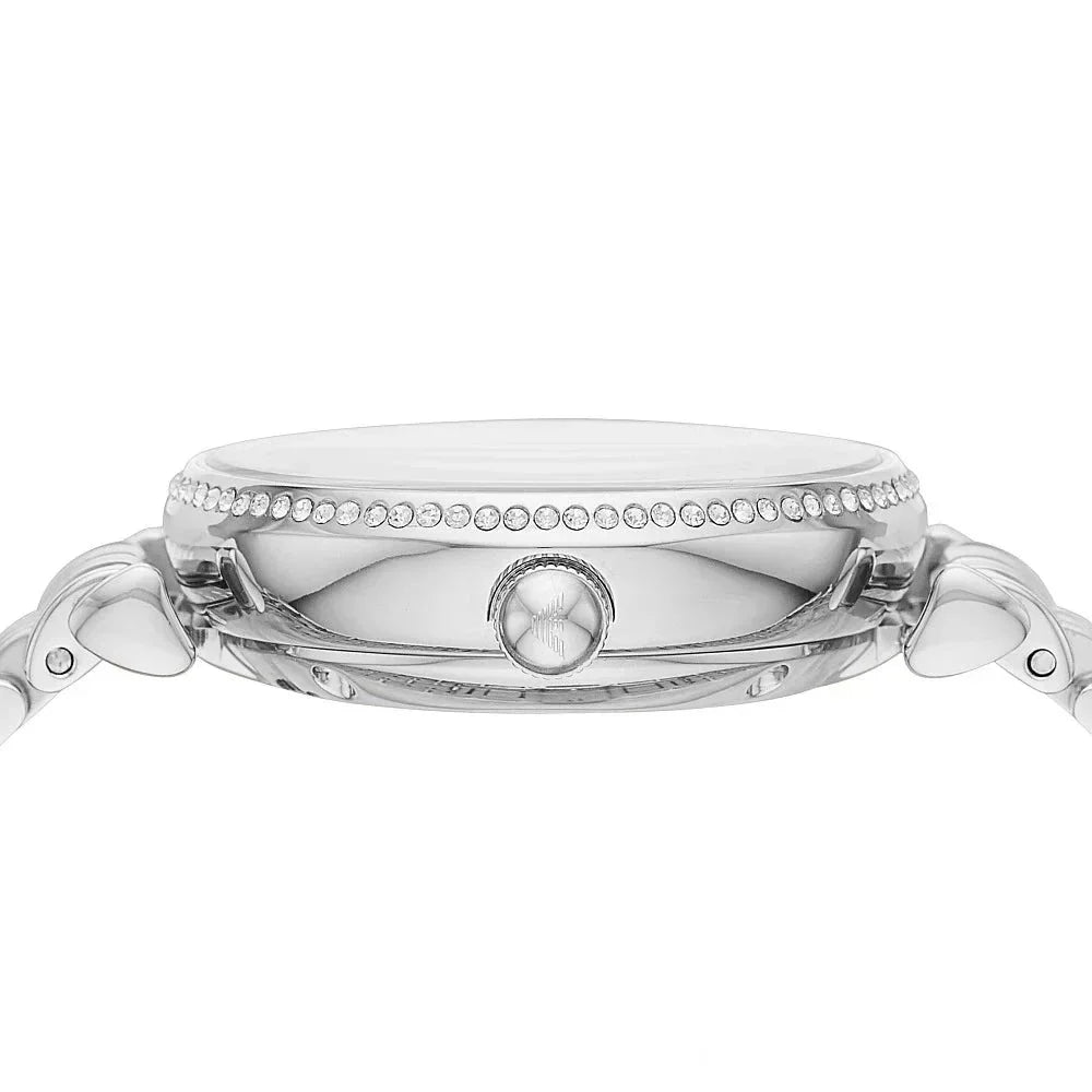 Emporio Armani Gianni T-Bar Automatic Silver Dial Silver Steel Strap Watch For Women - AR60022