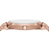 Emporio Armani Gianni T-Bar Crystals Silver Dial Rose Gold Steel Strap Watch For Women - AR11446