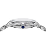 Emporio Armani Mia Three Hand Crystals Blue Dial Silver Steel Strap Watch For Women - AR11630