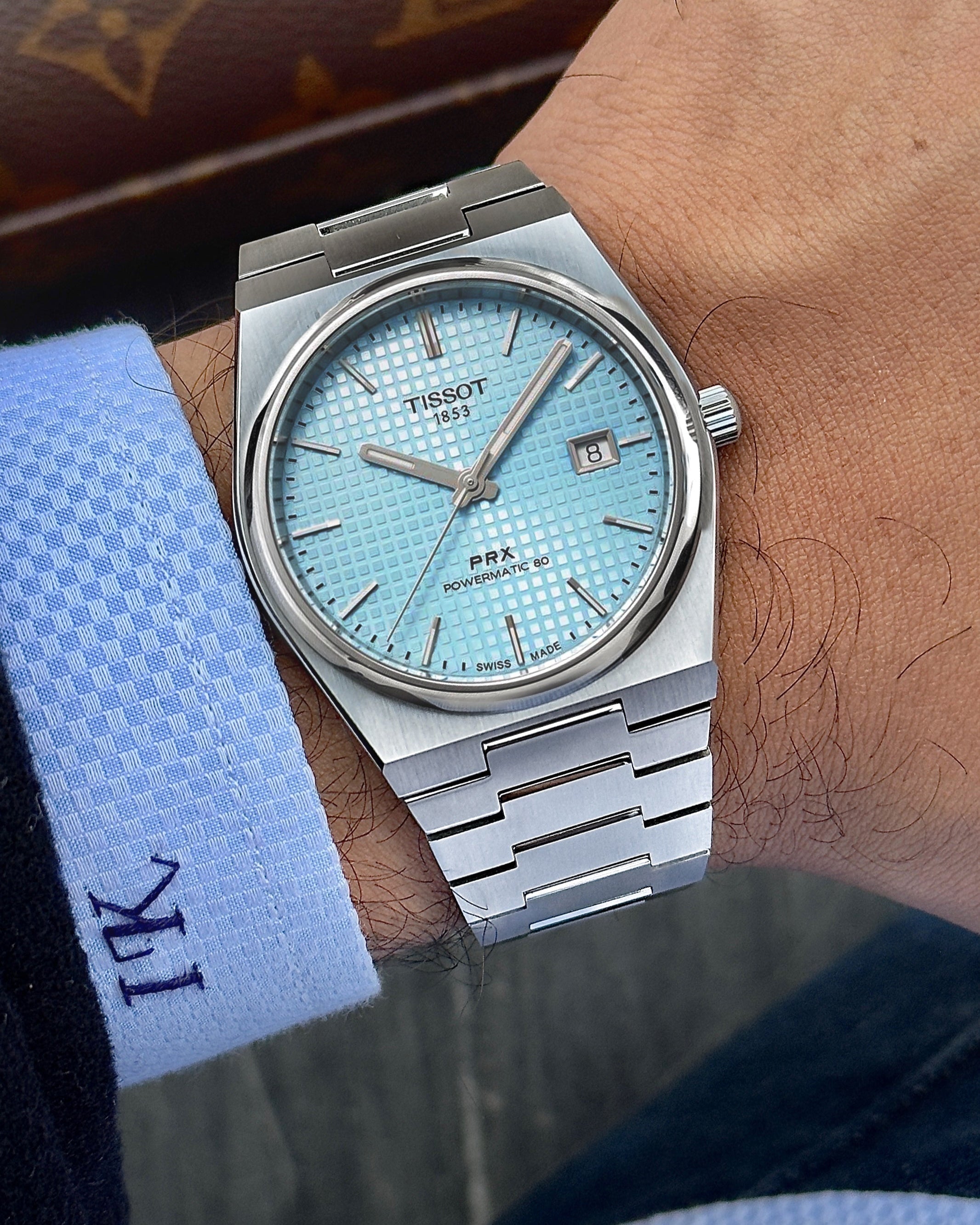 Tissot PRX Powermatic 80 Ice Blue Dial Silver Steel Strap Watch for Men - T137.207.11.351.00