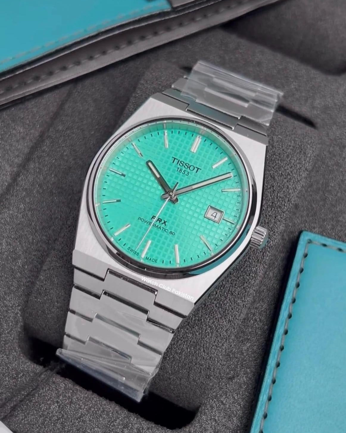 Tissot PRX Powermatic 80 Automatic Mint Green Dial Silver Steel Strap Watch for Men - T137.407.11.091.01